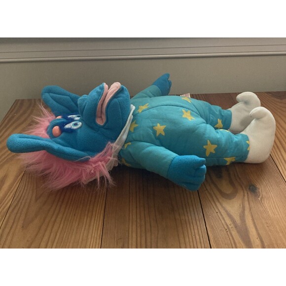 Dakin Blue Alien Wizard Hand Puppet Vintage Stars Pink Hair 1987 French Canada - Picture 12 of 16